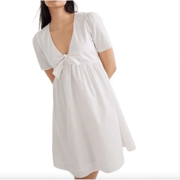 Madewell White Poplin Babydoll Dress‎ Womans size 4 Coquette crisp preppy sweet - Picture 1 of 12